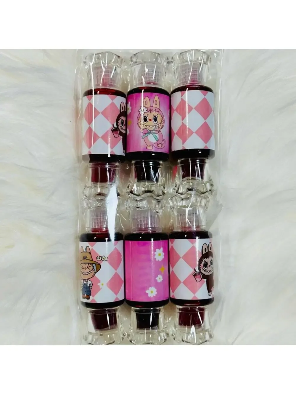 Cute Monster Character Lip Stain Set Pink Red Makeup Lip Color 6 Piece Set